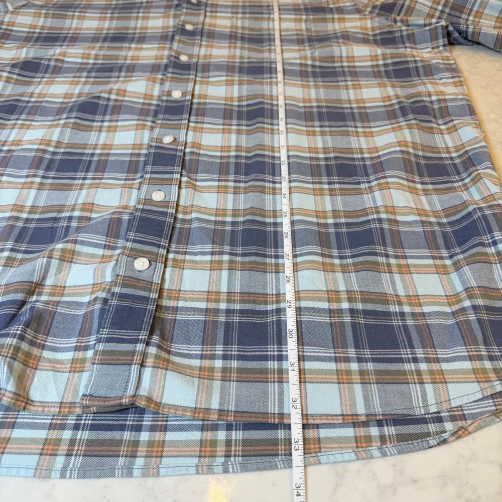L.L. Bean Comfort Stretch Oxford Shirt XXL Tall Blue Plaid Slightly Fitted - Picture 6 of 8